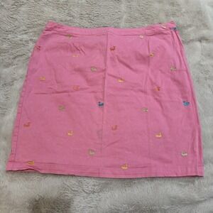 Womens Duck Head Short Skirt Pink Embroidered Ducks Sz 16